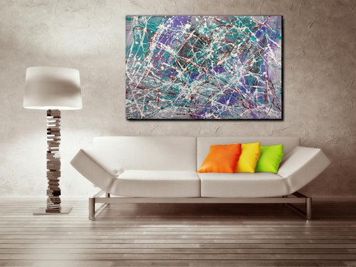 pollock abstract paintings for living room/extra large painting/abstract Wall Art/original painting/painting on canvas 120x80-title-c675 by Sauro Bos