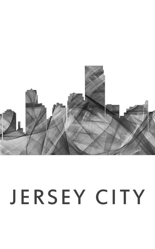 Jersey City, New Jersey Skyline WB BW by Marlene Watson
