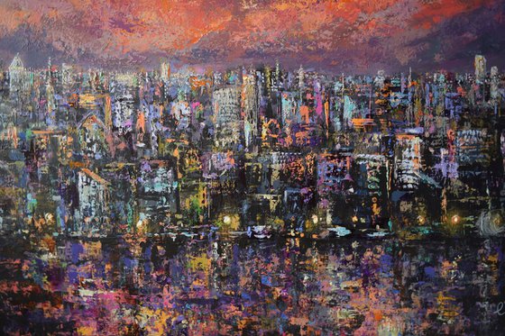 City Lights (original large landscape painting)