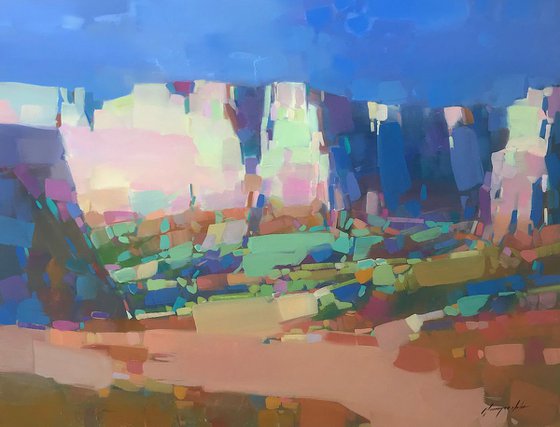 Canyon View, Landscape oil painting, Handmade artwork,