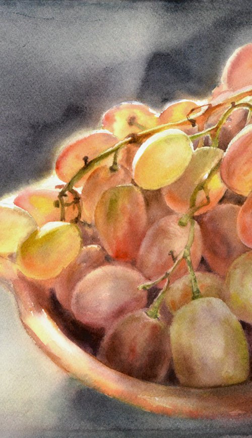 Grapes on the table by Lida Duchnewitsch