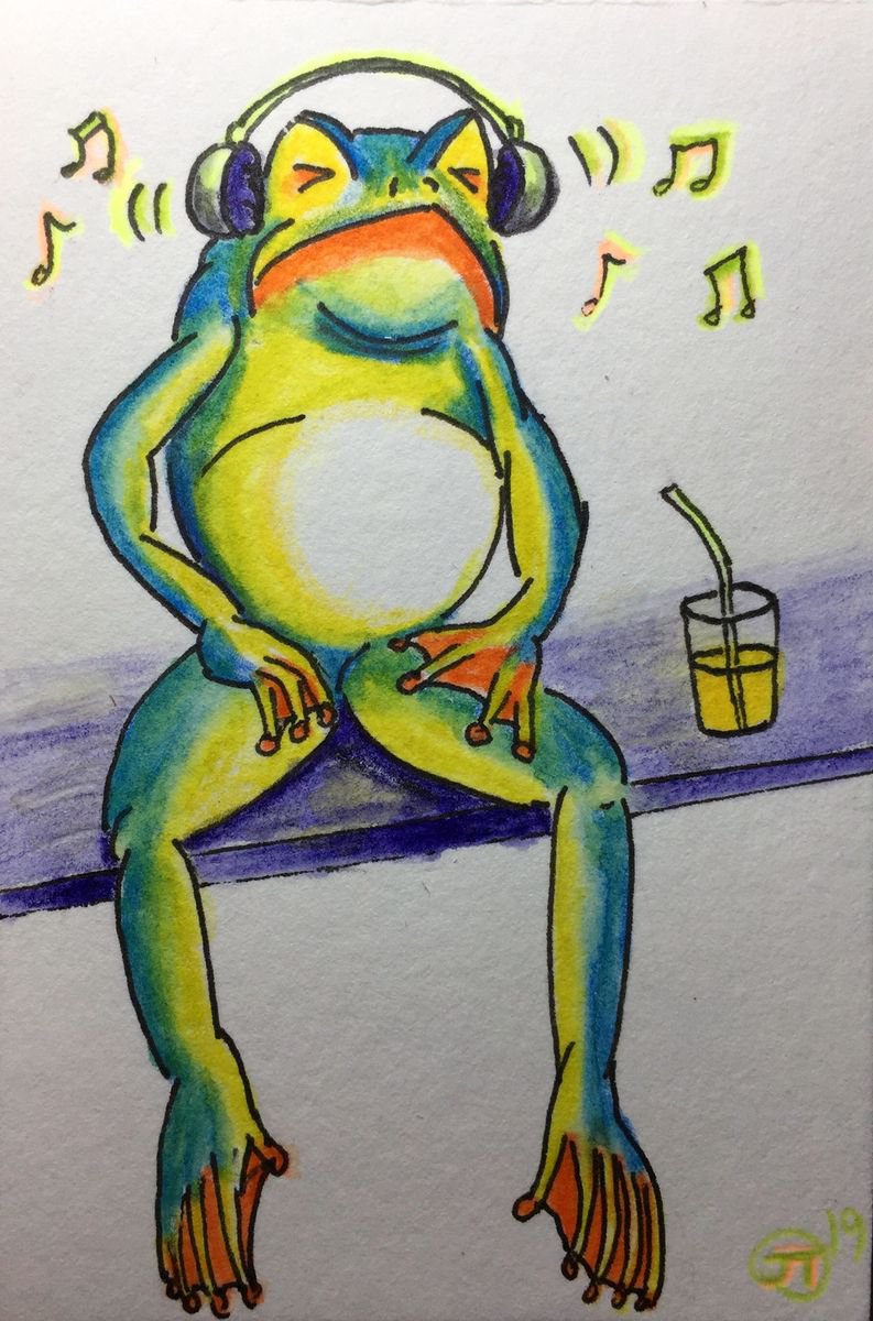 The frog loves music#2 by Jing Tian