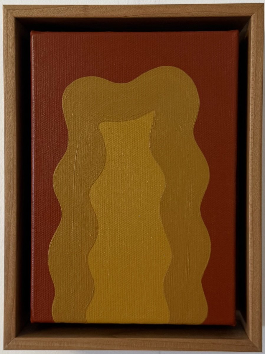 Organic Abstract Acrylic Painting By Shadia Sabagh, 6 X 8", Brown Mini, Original Artwork