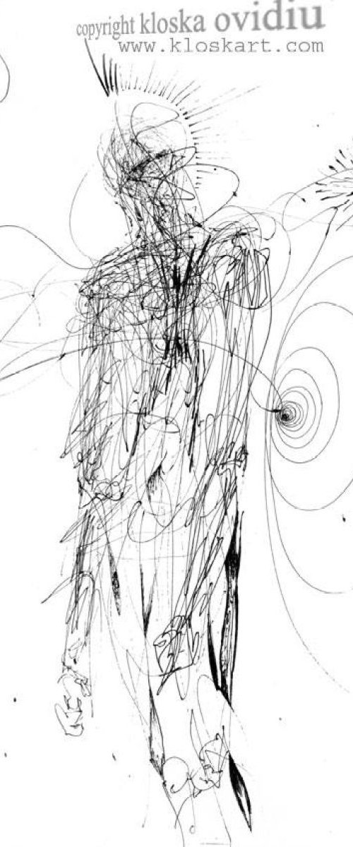 Unique spontaneous energy schetch lines vibrating oniric art spiritual MASTER KLOSKA by Kloska Ovidiu