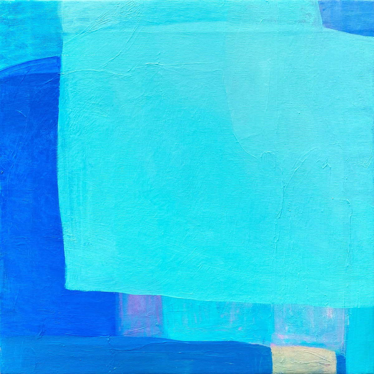 Organic Abstract Oil Painting By Olga Gamy, 20 X 20", - Azur - ?, Original Artwork