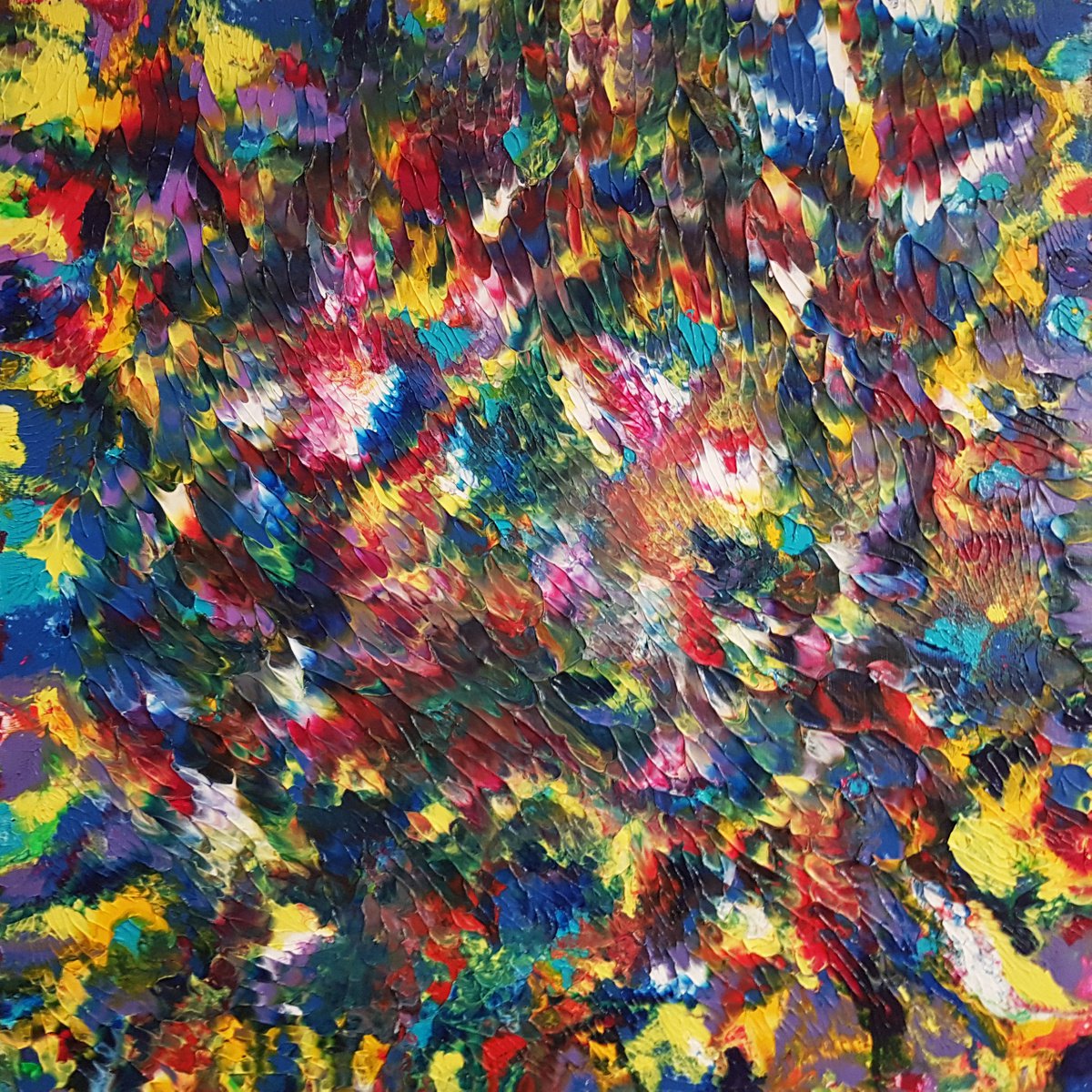 Organic Abstract Acrylic Painting By Alexandra Romano, 24 X 24, Kaleidoscopic Trip, Original Artwork