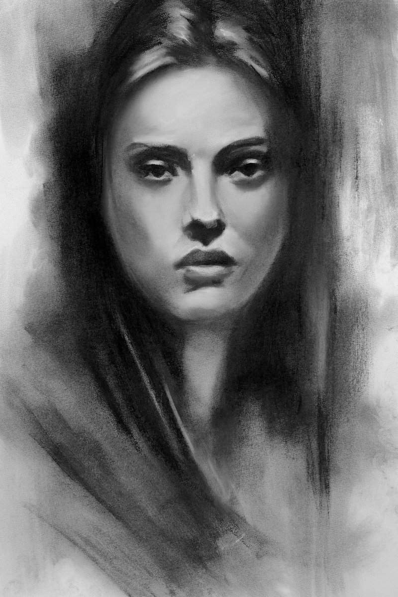 Urban And Pop Charcoal Drawing , Stillness By Denny Stoekenbroek, 13 X 20, Artwork For Sale On Artfinder