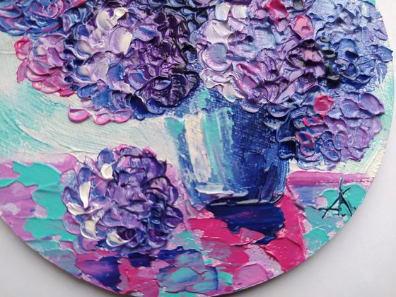 Hydrangea - small painting, bouquet, flowers oil painting, oil painting, flowers,  postcard, gift idea, gift