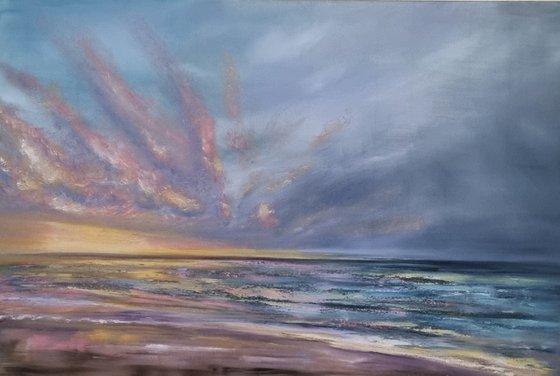 Perfect Morning 30"x20"×2" Seascape Oil Painting