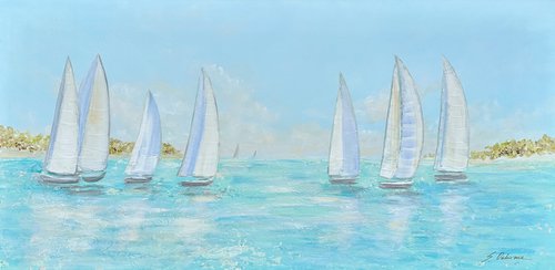 ALL ABOUT BOATS. Regatta Modern Seascape Coastal Painting by Sveta Osborne