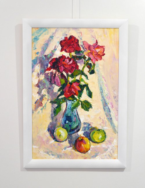 Still life with roses and apples by Dima Braga