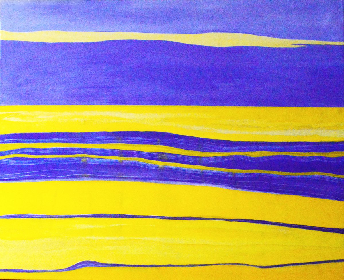 Organic Abstract Oil Painting By Cristian Valentich, 39 X 32, Yellow Landscape, Original Artwork