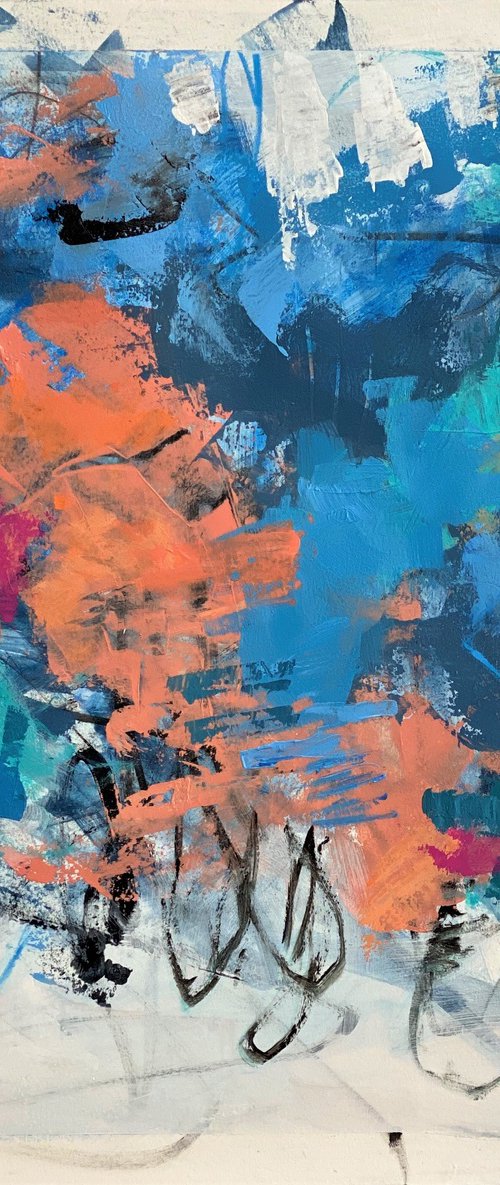 Shock of Blue - energetic bold abstract painting urban art by Kat Crosby