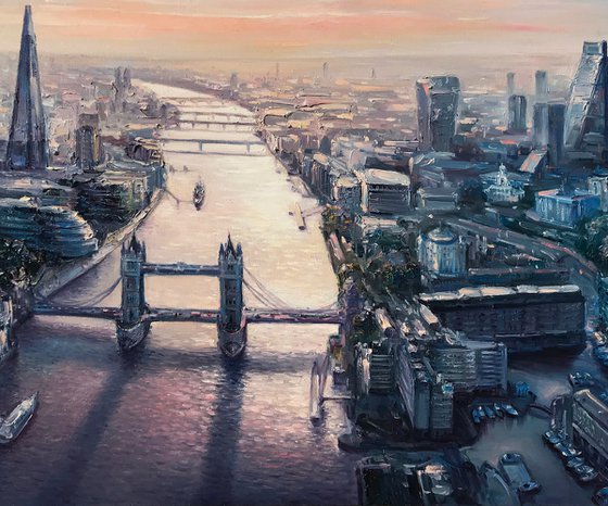 "London "Large original oil painting by Artem Grunyka