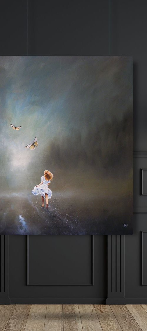 106x100cm LARGE FORMAT "Keep pace with White Butterflies" by Ivan  Grozdanovski