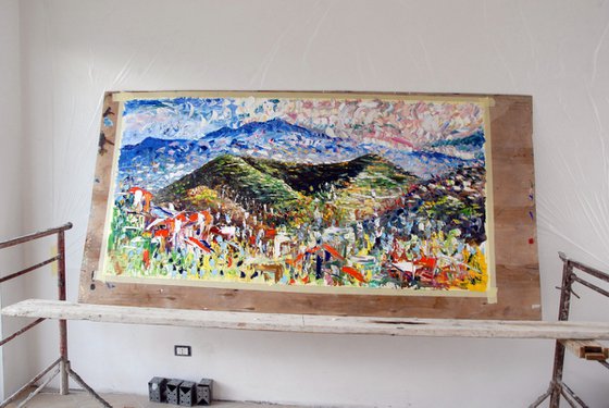 Terre dell'Etna olio su tela 100x200cm