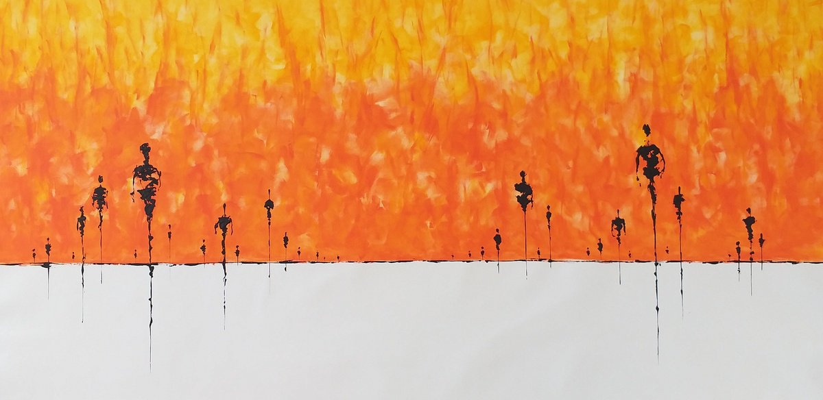 Abstract Acrylic Painting By Max Yaskin, 84 X 44", Strangers 5 By M.y., Original Artwork