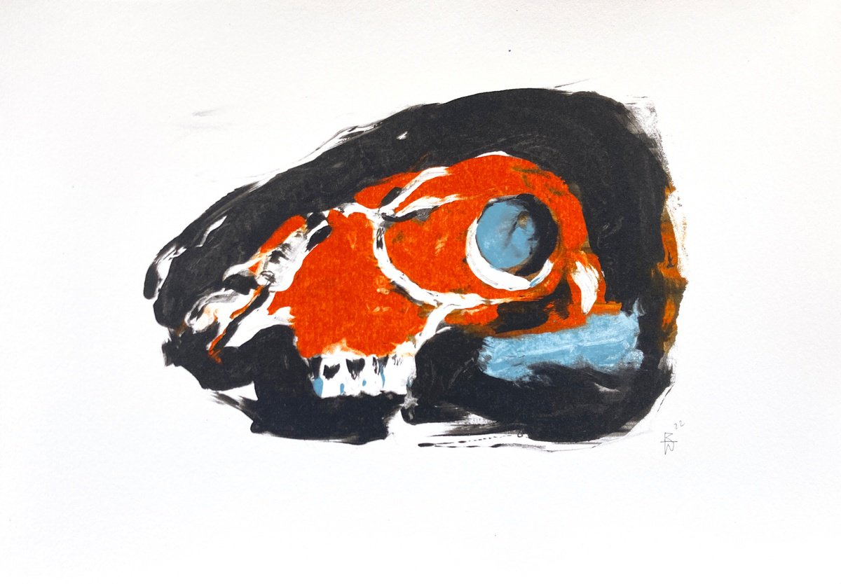 Skull (Orange/Black) by Rachel Williams