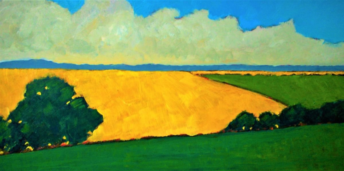 Impressionistic Landscape Acrylic Painting By David J Edwards, 24 X 12, Nature