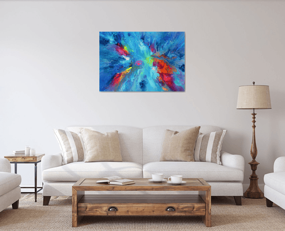 40X30'' FREE SHIPPING - Perfect Harmony XX - Large Ready to Hang Abstract Painting - XXXL Huge Colourful Modern Abstract Big Painting, Large Colorful Painting - Ready to Hang, Hotel and Restaurant Wall Decoration