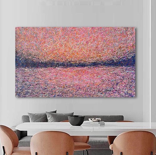 Gentle seascape Jackson Pollock Light pink Sunrise Light pink abstract Gentle sunrise by Nadins ART