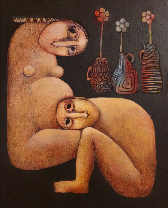 Birth (Acrylic painting, 40x50cm, ready to hang)