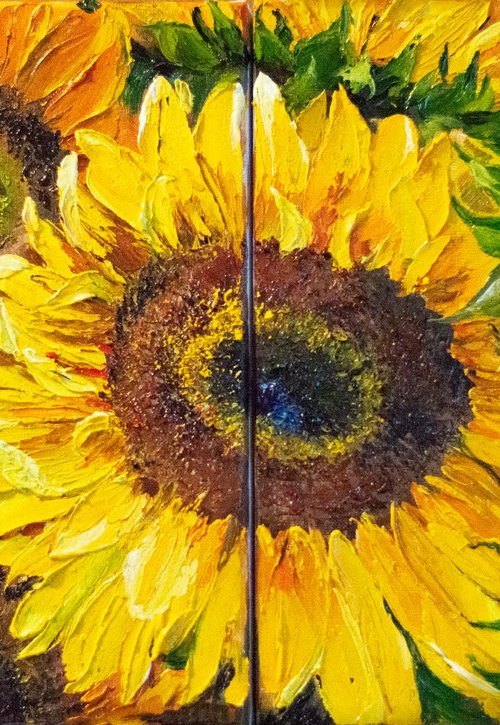 BRIGHT SUNFLOWERS. MULTI-PANELLED by Tetiana Tiplova