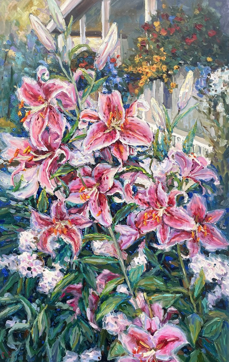 Bush Of Red Lilies By Evgeny Chernyakovsky, 27 X 43, Artwork For Sale On Artfinder