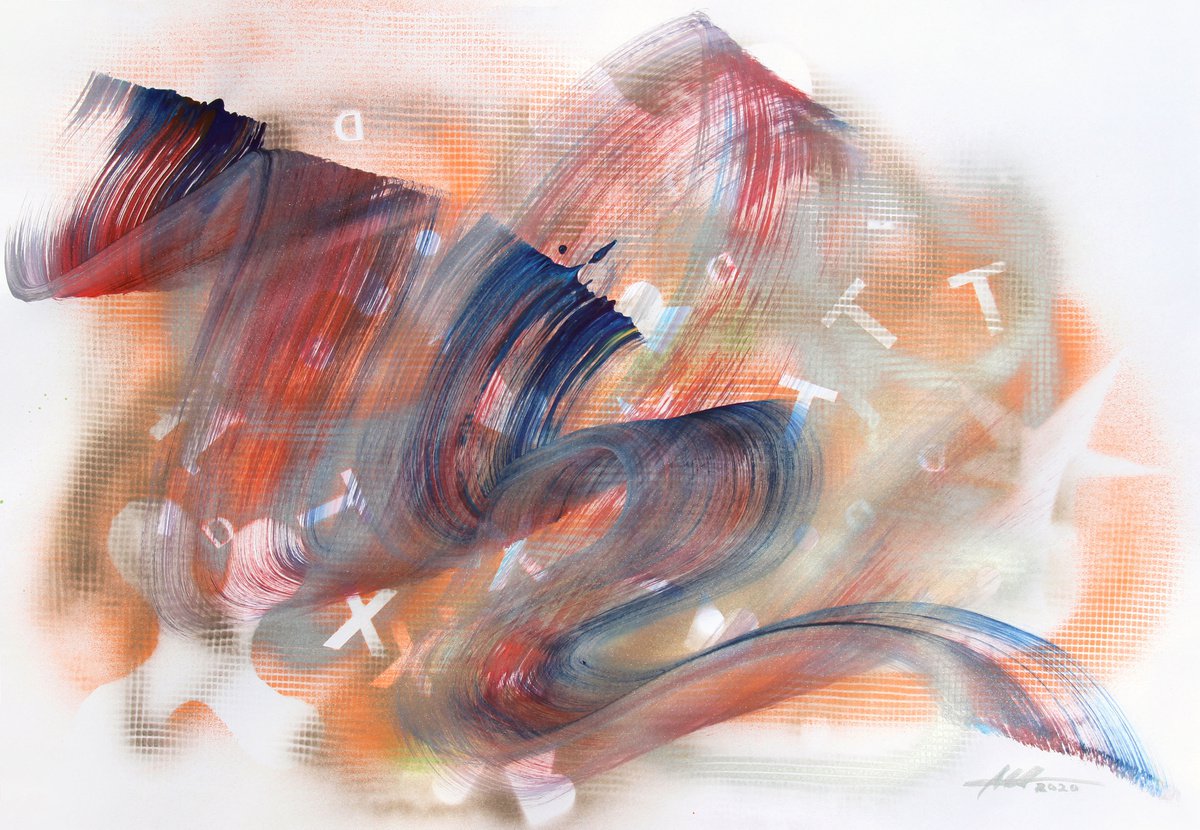 Abstract Acrylic Painting By Anatoliy Menkiv, 33 X 24, #35 Metaphysics Series, Original Artwork