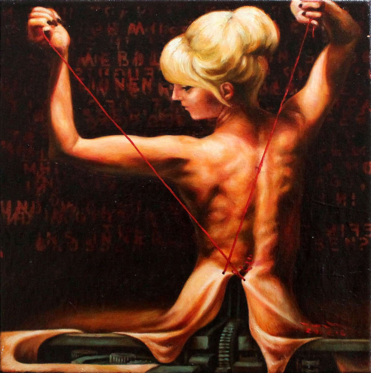 Photorealistic Portrait Oil Painting By Ivan Gejko, 14 X 14, A Light Ii. The Covering., Original Artwork