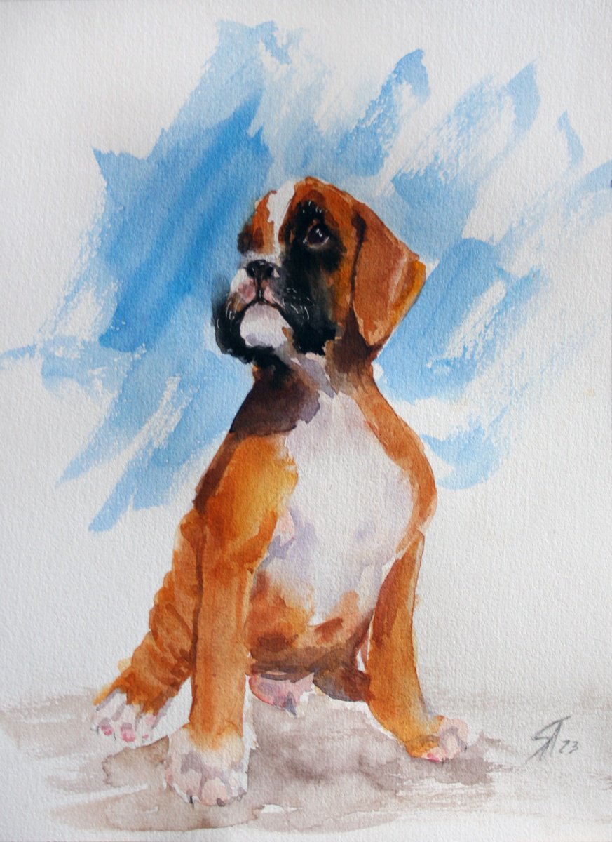 Impressionistic Animal Watercolour By Salana Art / Svetlana Samovarova, 8 X 11", Dog I, Original Artwork