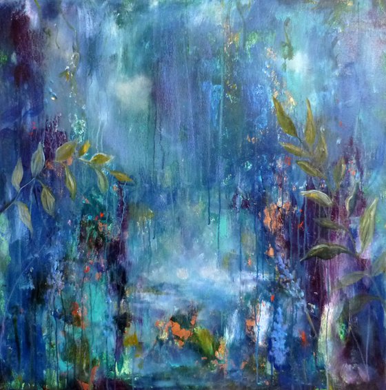 Under the waterfall 70 x 70 cm.Semi abstract.