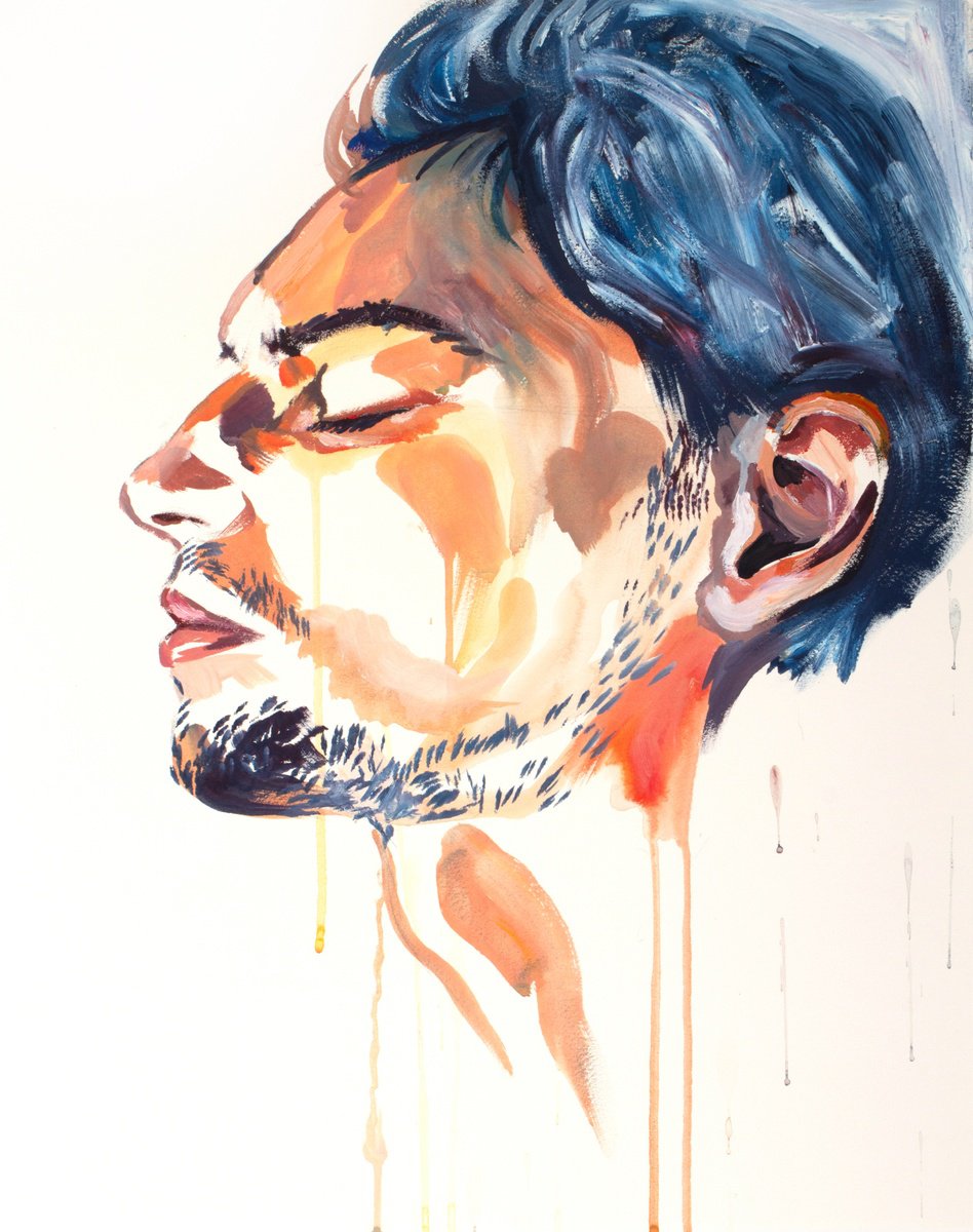 Expressive Portrait Oil Painting By Elizabeth Becker, 16 X 20, Poignant No. 5, Original Artwork