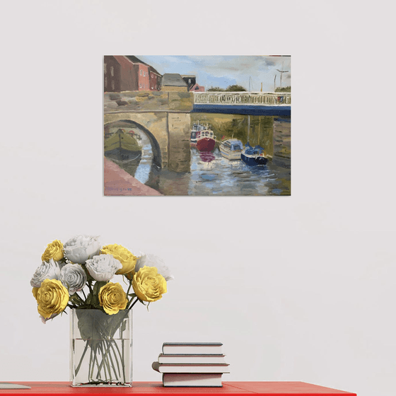 Swing Bridge at Sandwich Kent. An oil painting.
