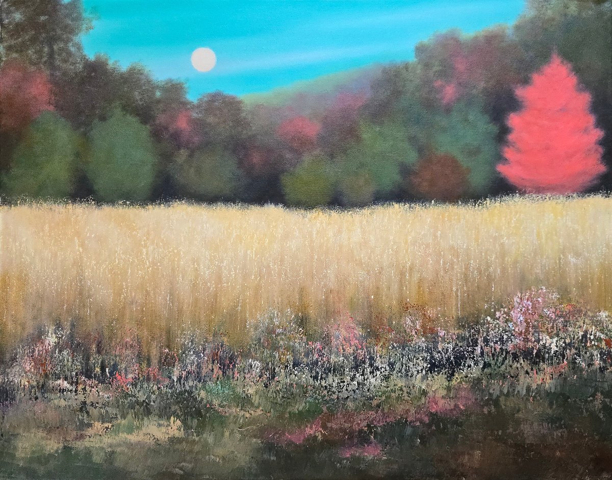 Impressionistic Landscape Oil Painting By Faith Patterson, 28 X 22, Moon Music, Original Artwork