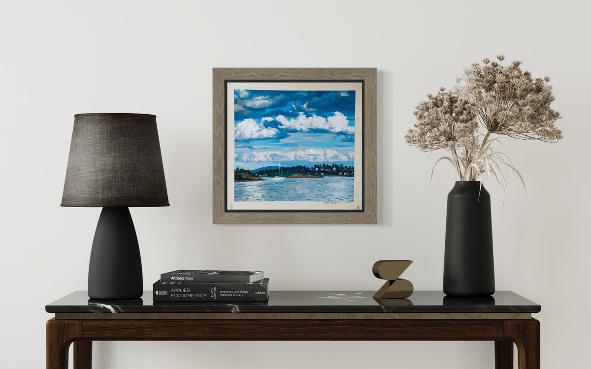 Clouds, Boat And Water By Nadezda Stupina, 15 X 14, Artwork For Sale On Artfinder