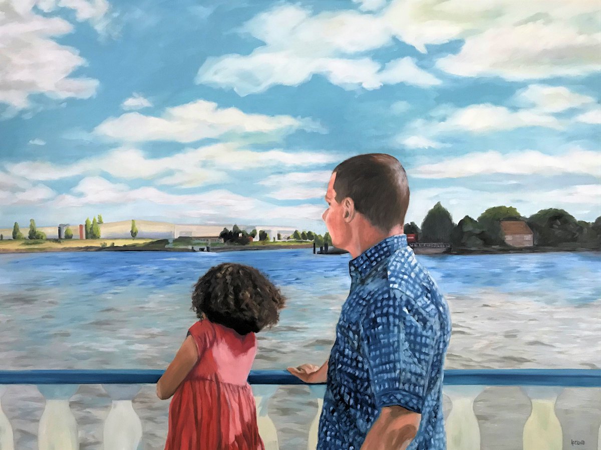 Impressionistic Portrait Oil Painting By Afekwo, 41 X 31, To The North - Reflection, Original Artwork