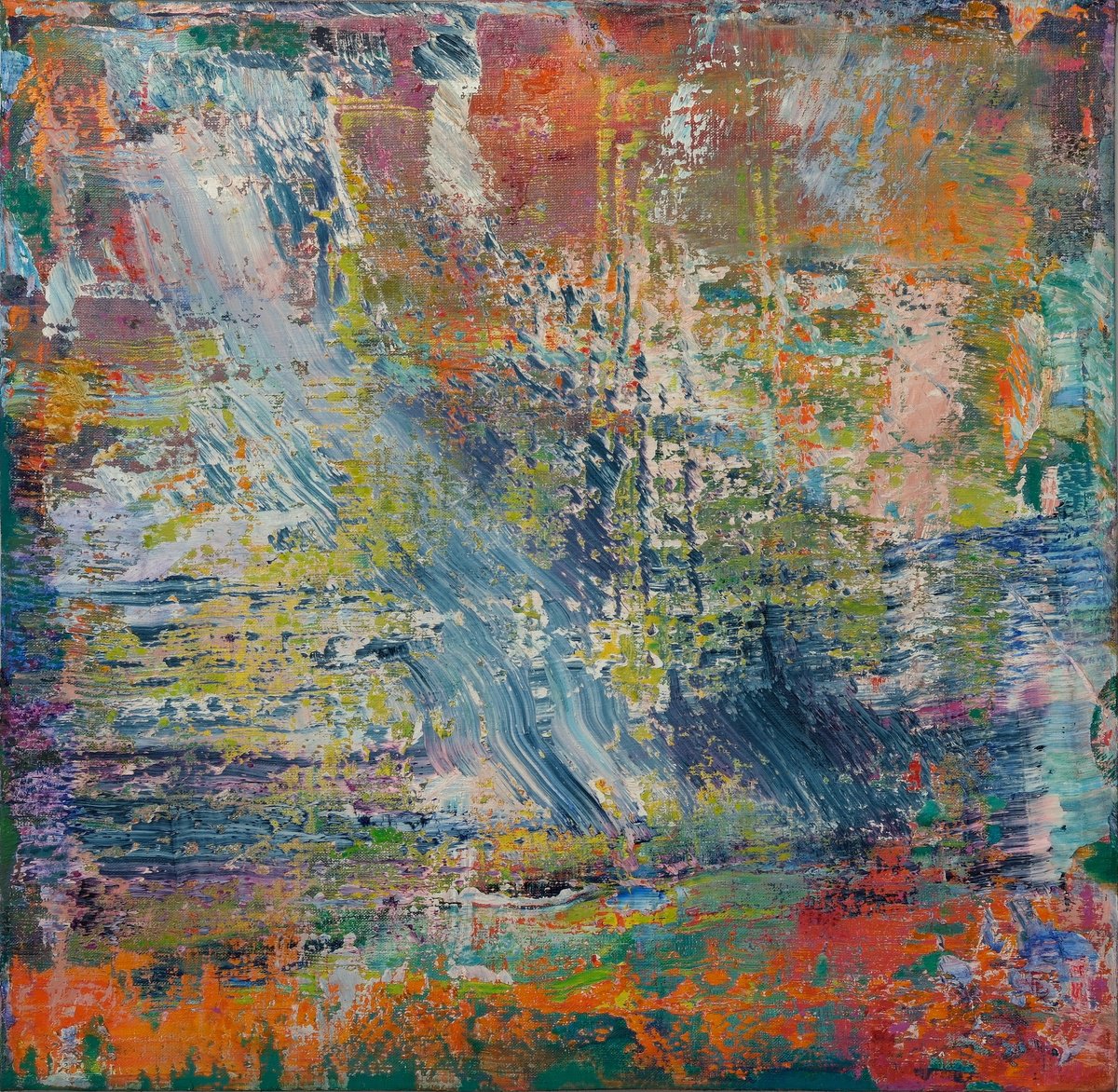 Organic Abstract Oil Painting By Florina Breazu, 25 X 25, Particule Xxv, Original Artwork