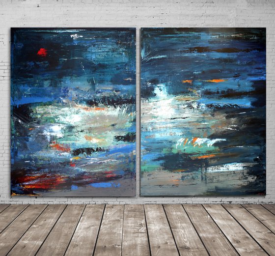 Large abstract  diptych 300x200 Storm