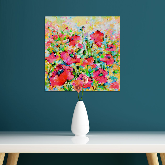 Red Opium Poppy Field