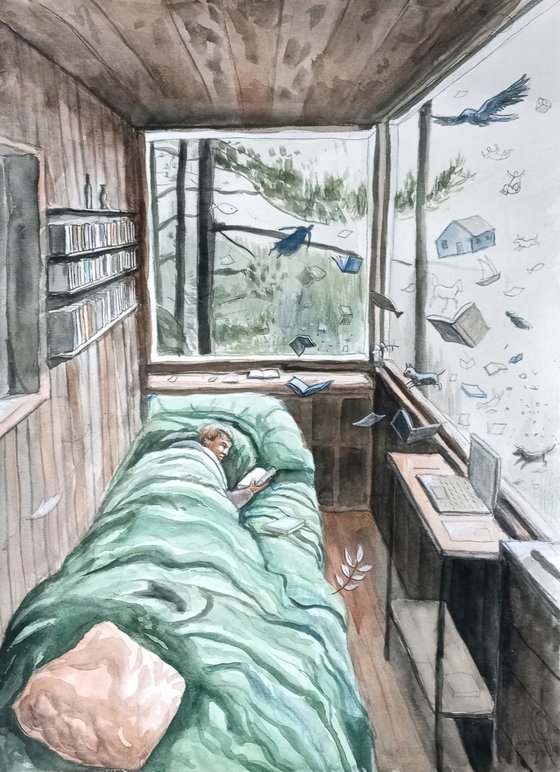 Bed in the cabin