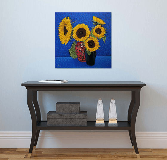 Two Vases of Sunflowers
