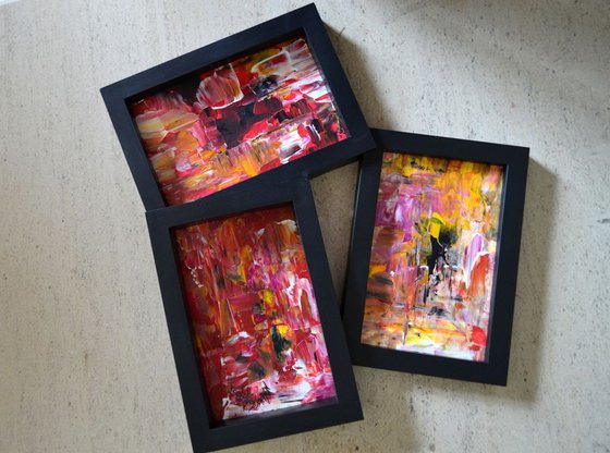 NEW ! Abstract déco 1 -  miniature - framed abstract - contemporary - wall décor - gift - Exclusive artfinder Isabelle Vobmann
