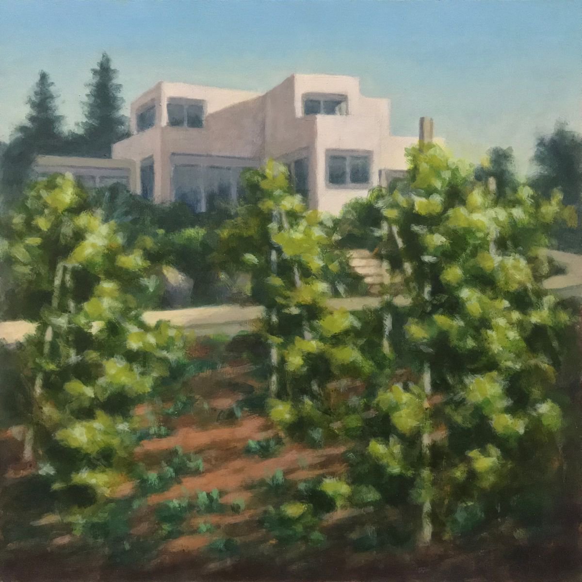 Impressionistic Cityscapes Acrylic Painting By Hugo Lines, 14 X 14, Crete No4, Original Artwork