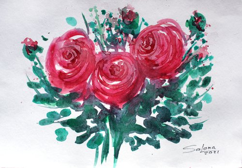Flowes I  /  ORIGINAL PAINTING by Salana Art Gallery