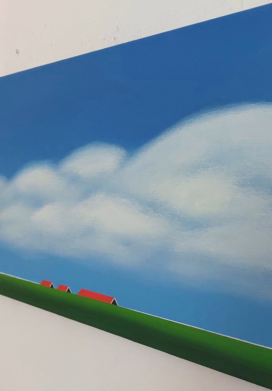 Dijklandschap (Red roofs, green dike)