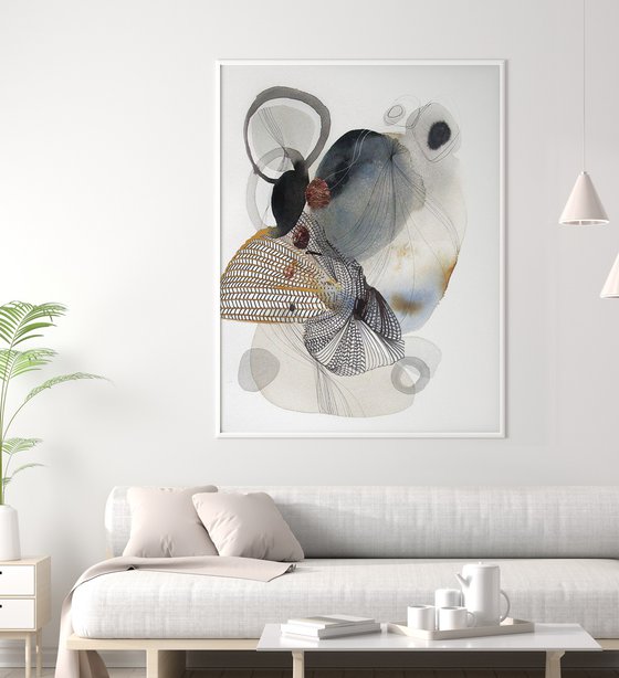 "Dancing Forms" Abstract gray minimal art