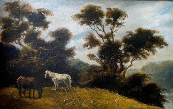 Overcast, horses