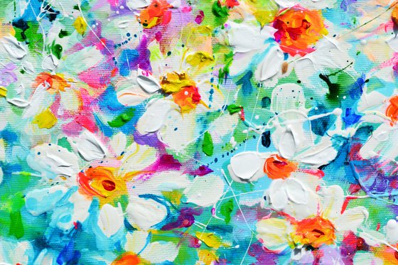 Woodland Glade with Daisies and Wildflowers