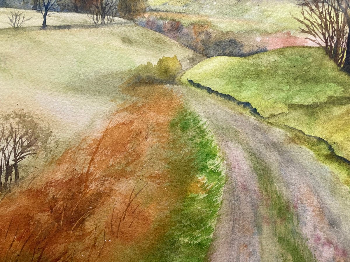 Impressionistic Landscape Watercolour By Silvie Wright, 10 X 14", Shropshire Autumn, Original Artwork